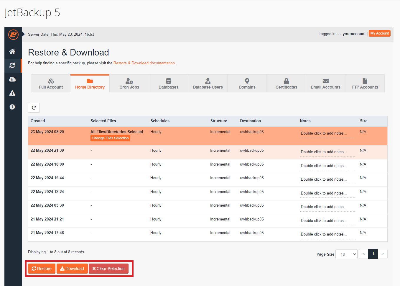 JetBackup 5 Restore Options