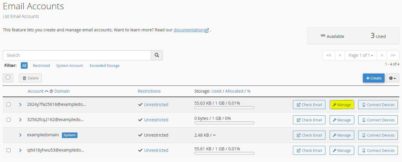 Email Accounts in cPanel