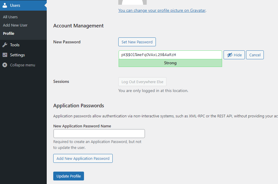 WordPress User Profile