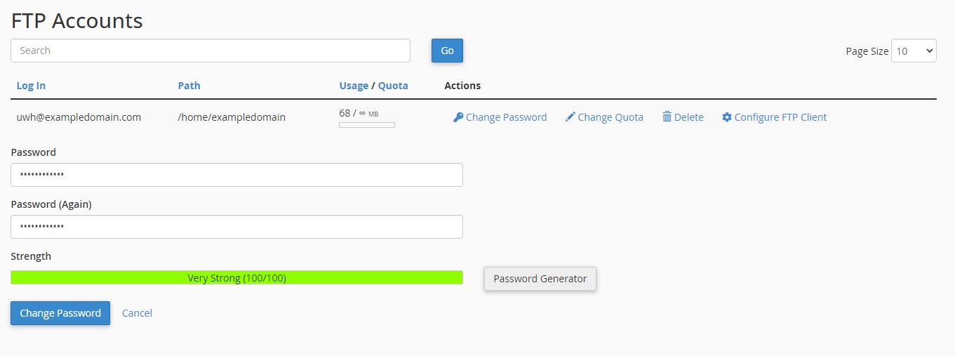 cPanel FTP Accounts
