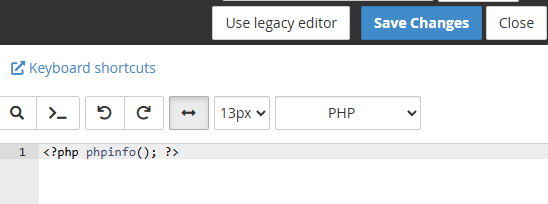 Add in the phpinfo() command