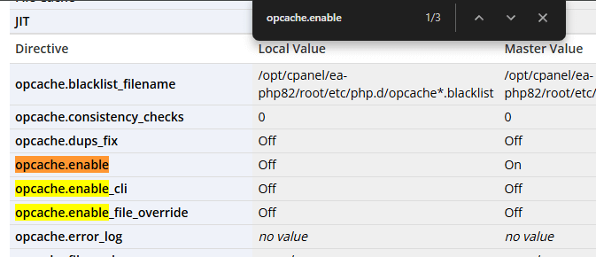 OpCache Showing Disabled in phpinfo