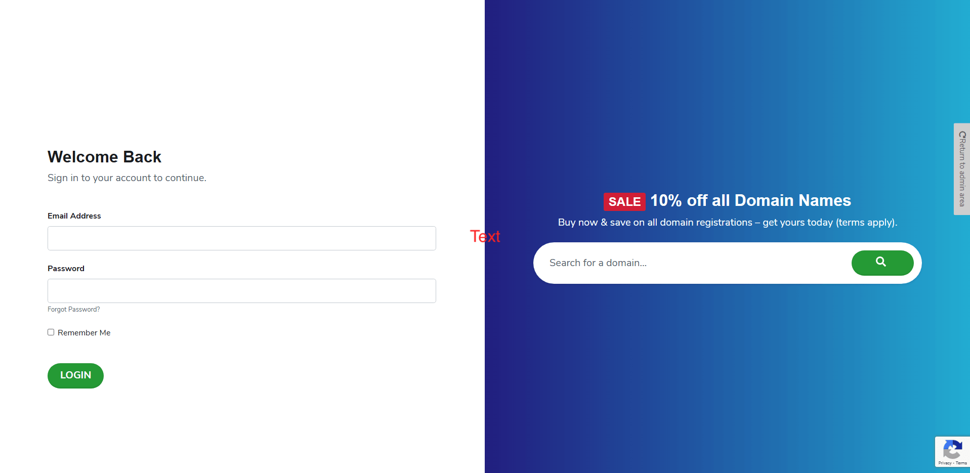 HostingLand client login page